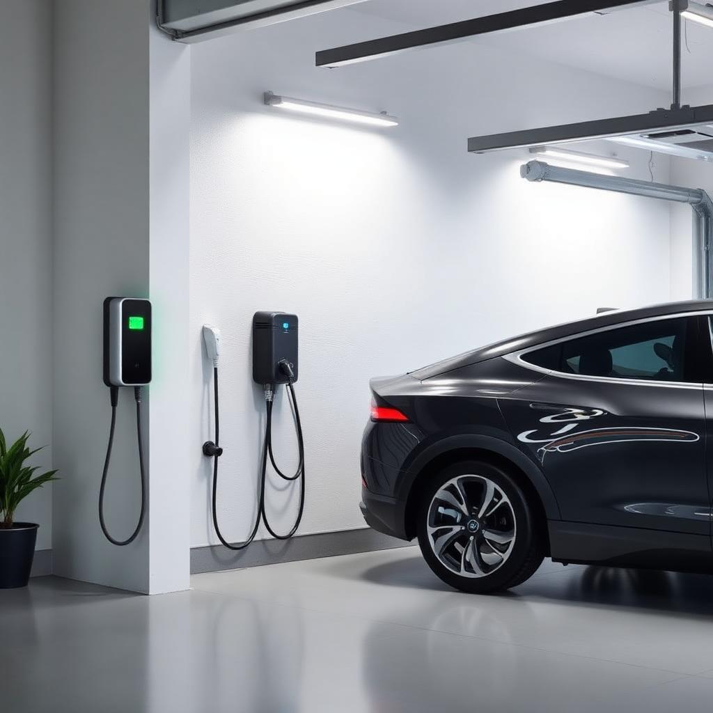 Level 2 EV charger installed in residential garage
